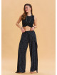 Anthracite Bohemian Trousers with Elastic Waist and Tie Detail 4473